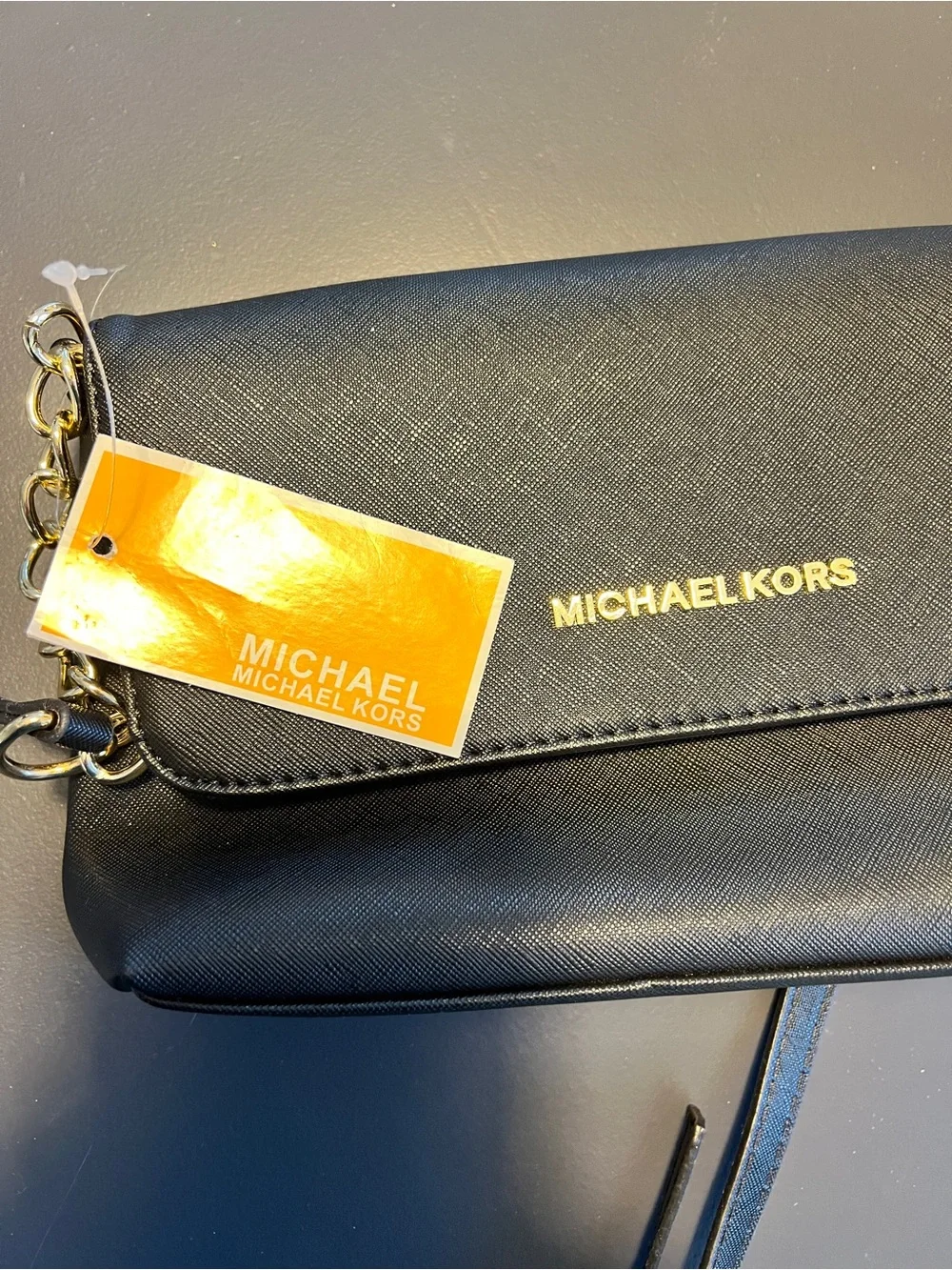 Michael Kors Jet Set Small Saffiano Pouchette with Gold Logo